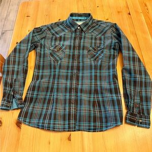 Women's Blue Plaid Shirt